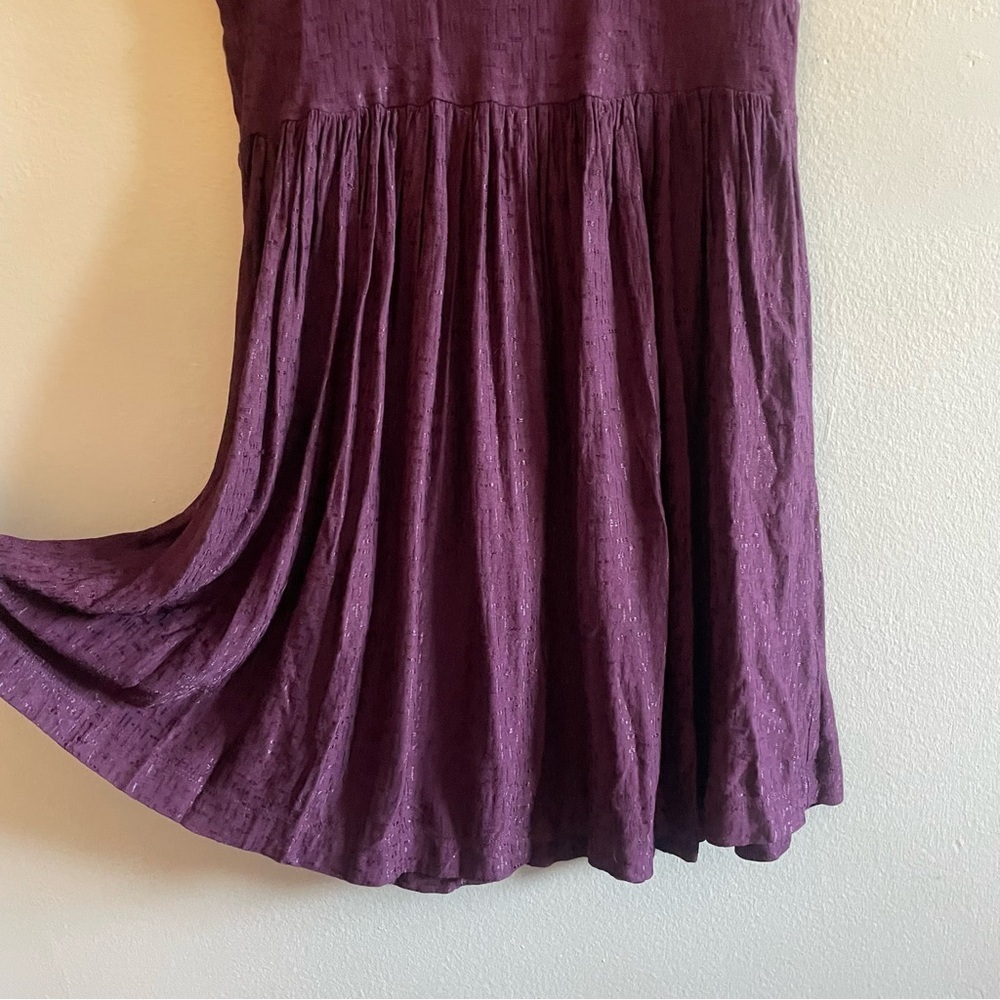 French Connection Plum Textured Drop Waist Sleeveless Dress - Size 6 Like New - Picture 8 of 16